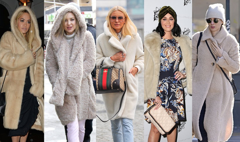Rooney Mara, Katy Perry,Kate Hudson, Joanna Horodyńska, Rita Ora w jasnych futerkach