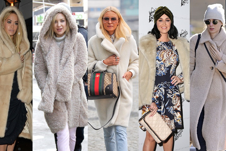 Rooney Mara, Katy Perry,Kate Hudson, Joanna Horodyńska, Rita Ora w jasnych futerkach
