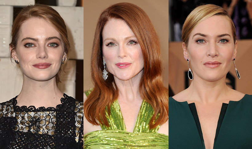 Makijaż dla zielonych oczu: Emma Stone, Julianne Moore, Kate Winslet