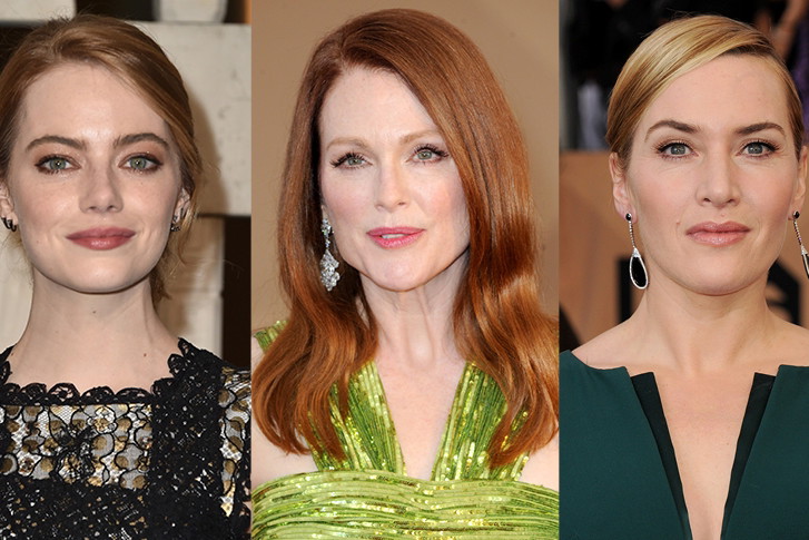 Makijaż dla zielonych oczu: Emma Stone, Julianne Moore, Kate Winslet