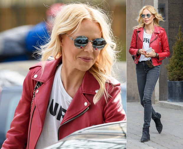 Maja Sablewska na spacerze w Warszawie