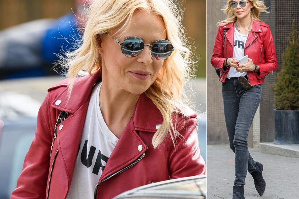 Maja Sablewska na spacerze w Warszawie