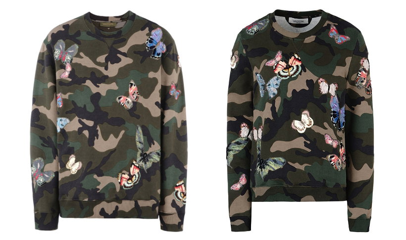 Męska i damska bluza moro w motyle Valentino