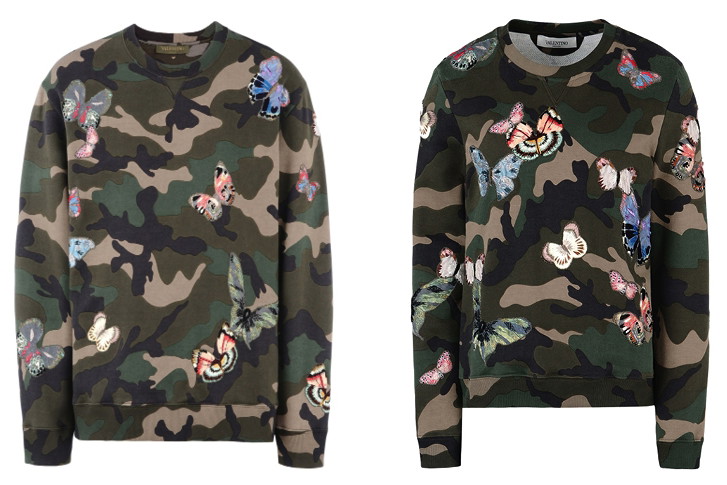 Męska i damska bluza moro w motyle Valentino