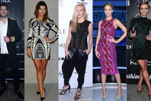 Rafał Maślak, Katarzyna Warnke, Agnieszka Szulim, Katarzyna Zielińska w ubraniach Balmain dla H&M