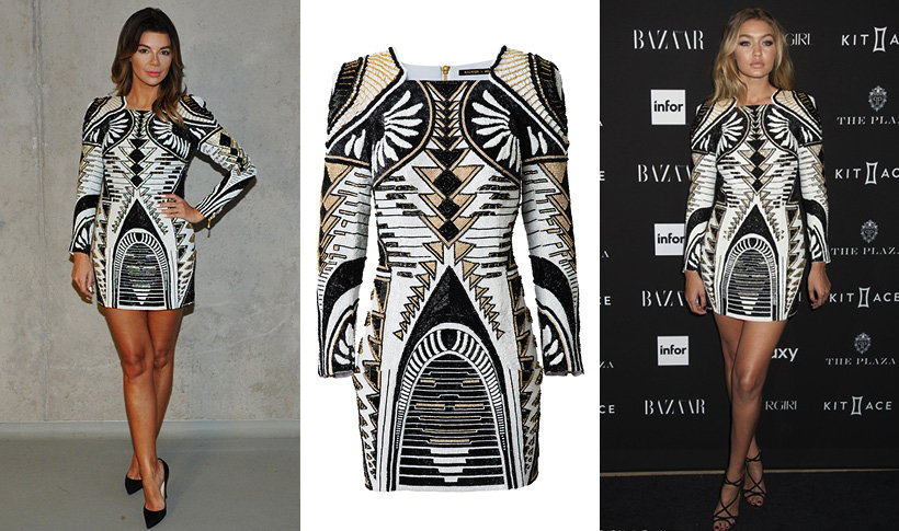sukienka 1.jpgEdyta Górniak i topmodelka Gigi Hadid w sukience Balmain dla H&M