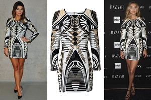 sukienka 1.jpgEdyta Górniak i topmodelka Gigi Hadid w sukience Balmain dla H&M