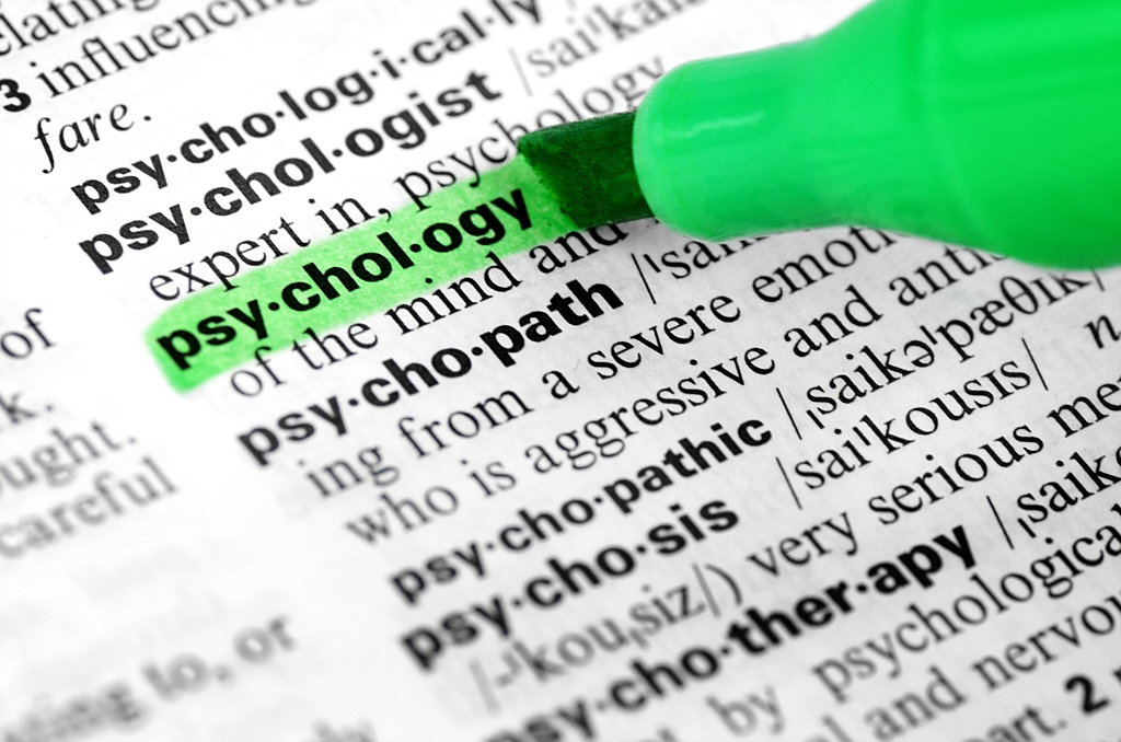 Zakreślone słowo "psychology"