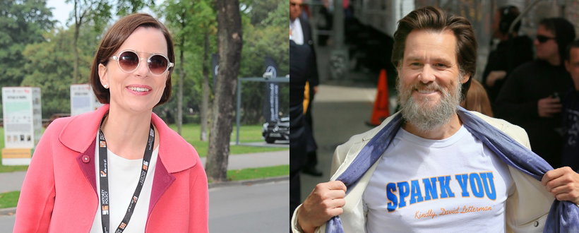 Agata Kulesza i Jim Carrey