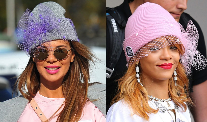 Edyta Górniak i Rihanna w czapkach z woalką