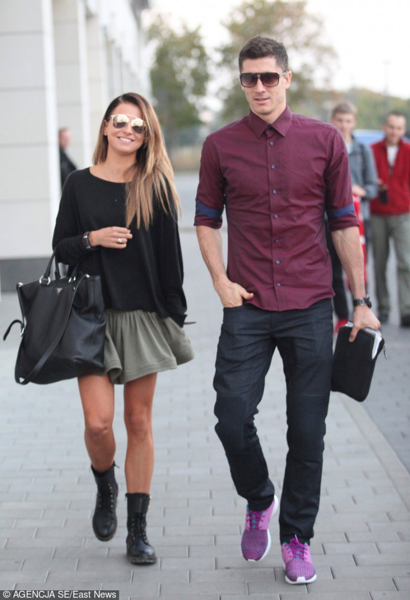 Anna Lewandowska i Robert Lewandowski na zgrupowaniu przed meczem