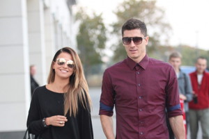Anna Lewandowska i Robert Lewandowski na zgrupowaniu przed meczem