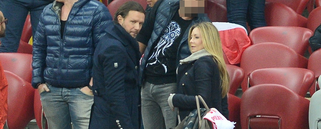 Małgorzata Rozenek i Radosław Majdan na meczu Polska-Gibraltar w Warszawie