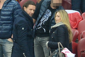 Małgorzata Rozenek i Radosław Majdan na meczu Polska-Gibraltar w Warszawie