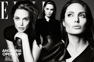 Angelina Jolie w amerykańskim Elle czerwiec 2014. czarno-biała Angelina Jolie Elle