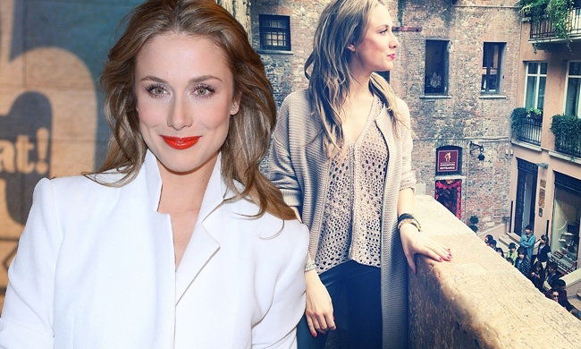 Natalia Klimas w Weronie podczas sesji dla marki Calzedonia