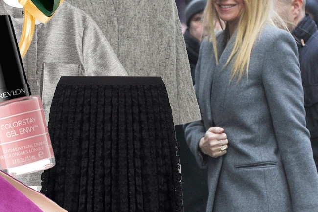 Gwyneth Paltrow w szarym płaszczu