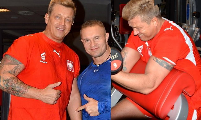 Jarosław Jakimowcz na siłowni z trenerem Adamem Adamskim