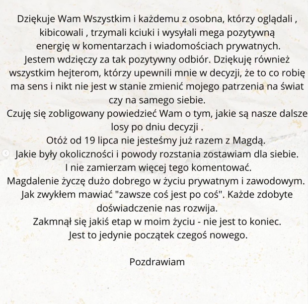 Krzysztof ze Ślubu od pierwszego wejrzenia rozstanie