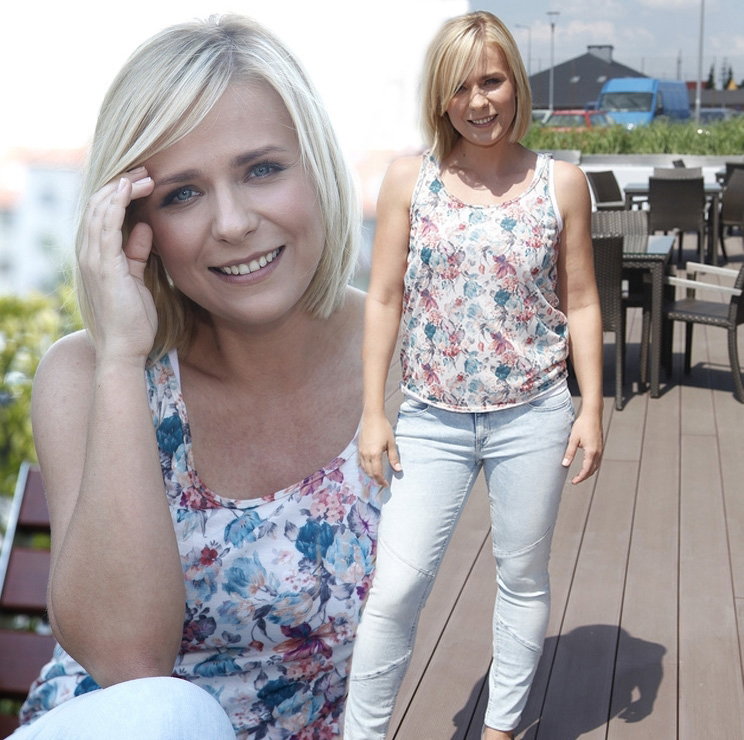 Aneta Zając na planie serialu "Pierwsza Miłość"