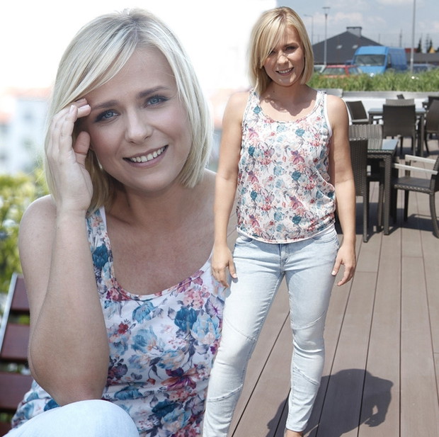 Aneta Zając na planie serialu "Pierwsza Miłość"