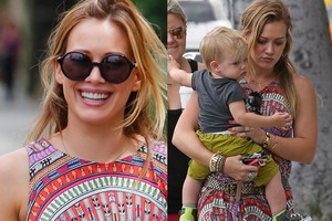 Śliczna Hilary Duff na spacerze z synkiem