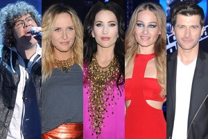 Jurorzy i uczestnicy w finale programu "The Voice of Poland"