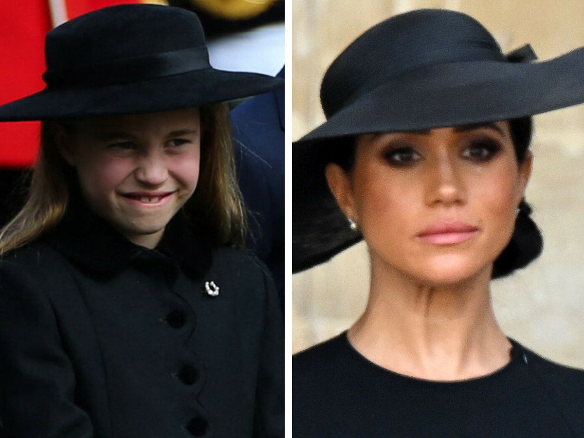 księżniczka Charlotte i zapłakana Meghan Markle na pogrzebie Elżbiety II