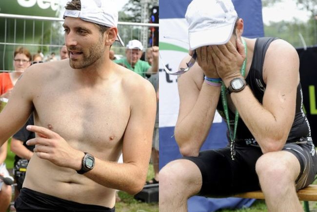 Maciej Dowbor z wydepilowanym torsem na Herbalife Triathlon 2012