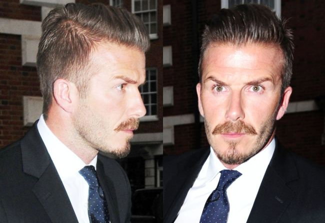 David Beckham z wąsami