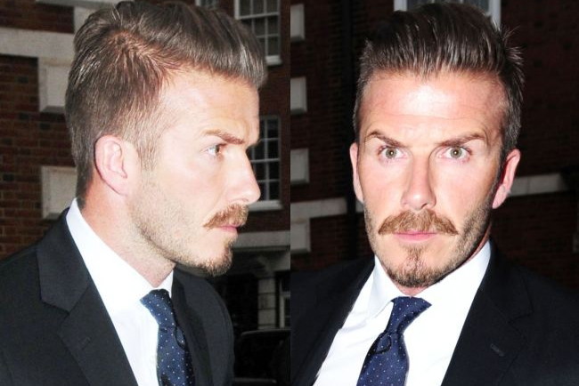 David Beckham z wąsami