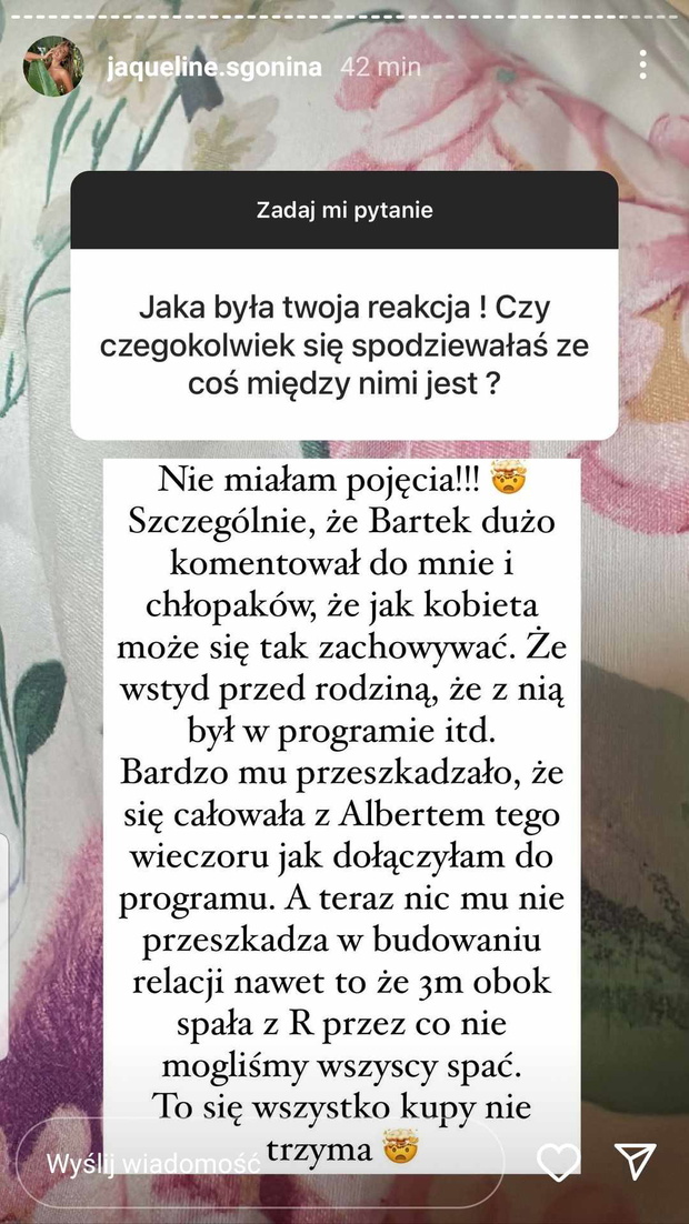 Jaqueline z Love Island o Karolinie i Bartku