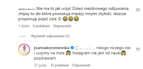 Komentarze pod postem Joanny Koroniewskiej