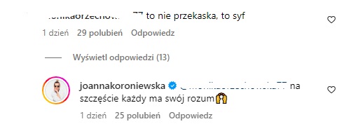 Komentarze pod postem Joanny Koroniewskiej