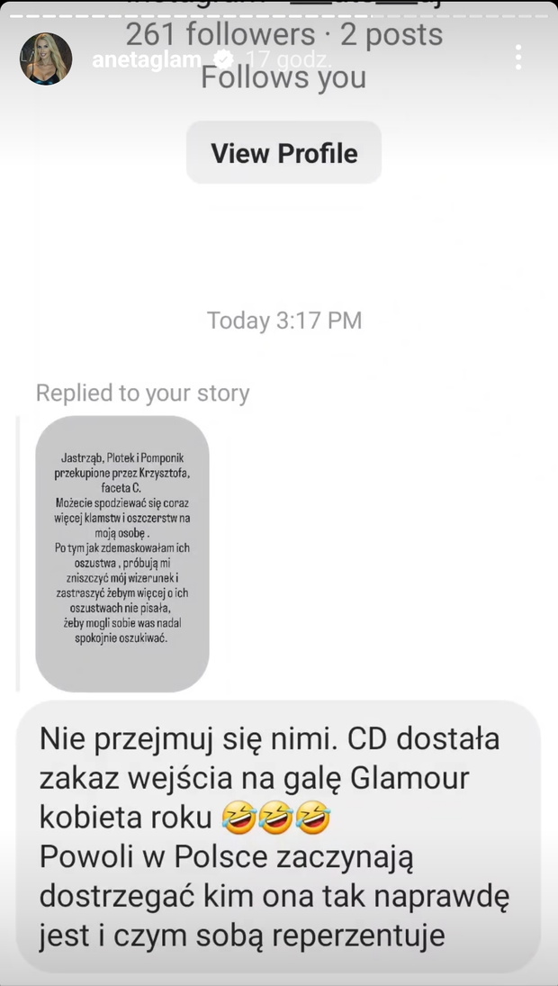 Caroline Derpienski afera z AnetąGlam