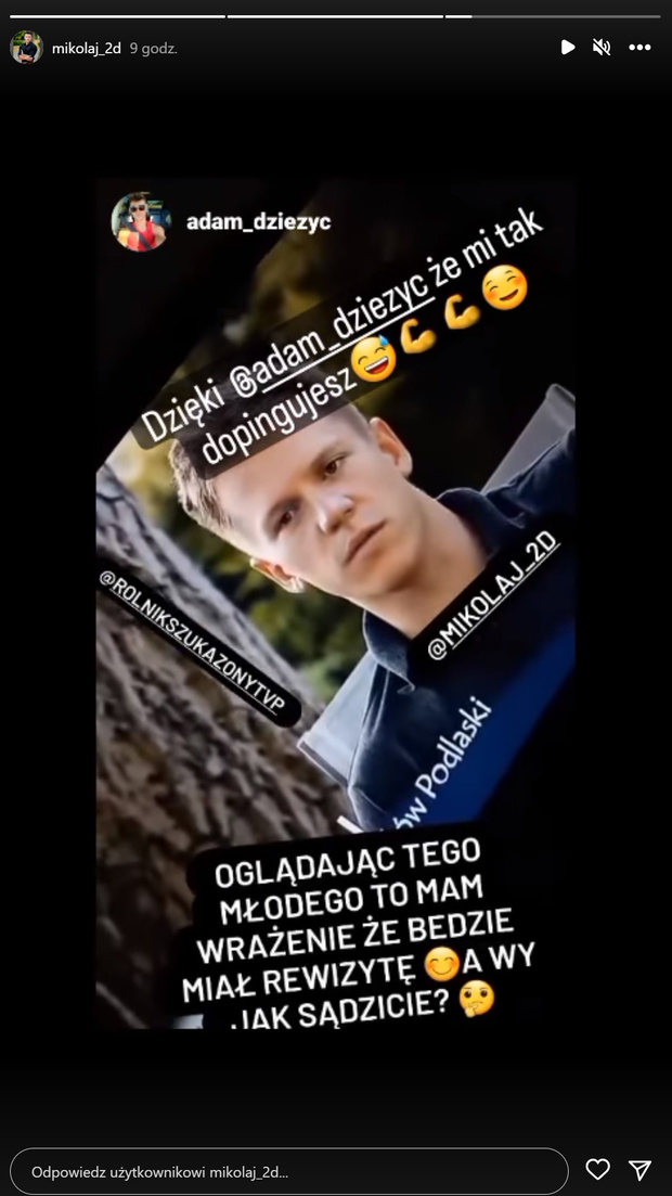 Adam Dzieżyc kibicuje Mikołajowi z Rolnik szuka żony