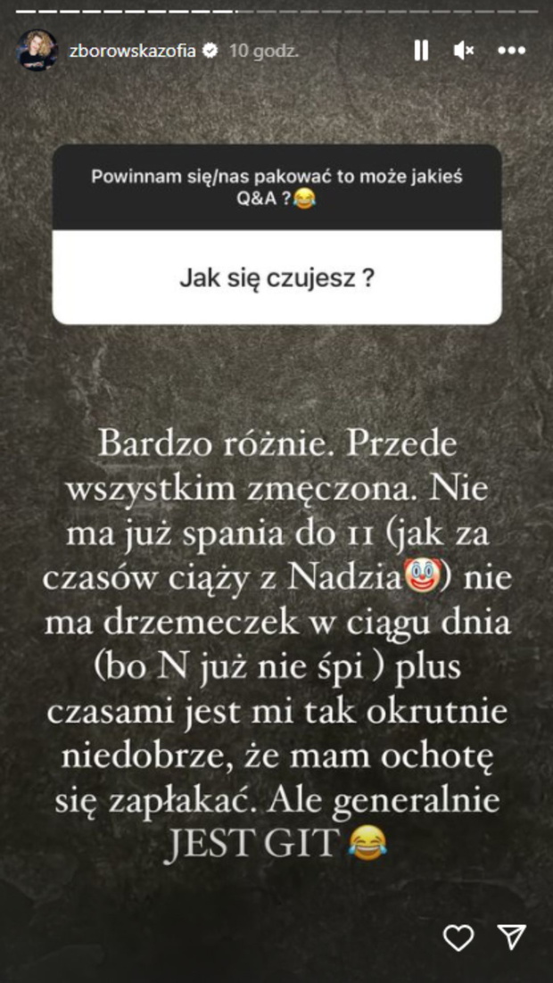 Zofia Zborowska o samopoczuciu w ciąży