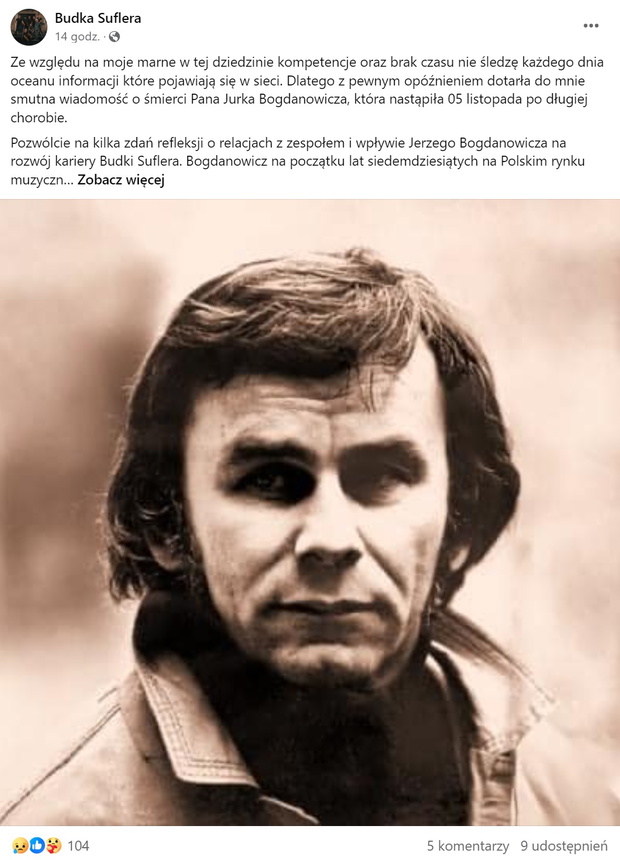 Nie żyje menadżer Budki Suflera