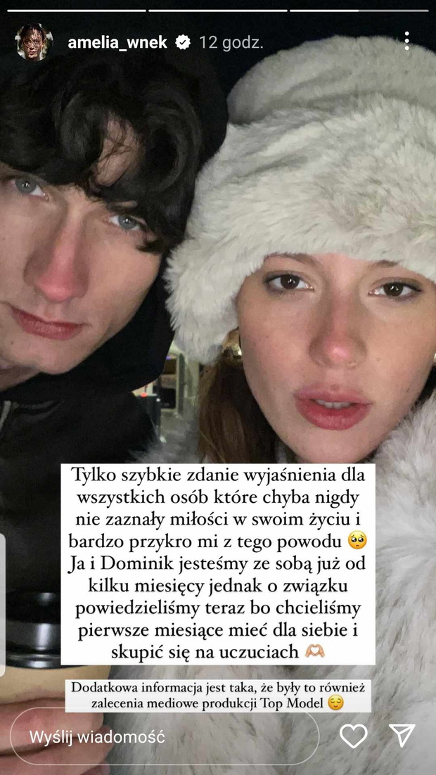 Amelia z Top Model tłumaczy się ze związku z Dominkiem
