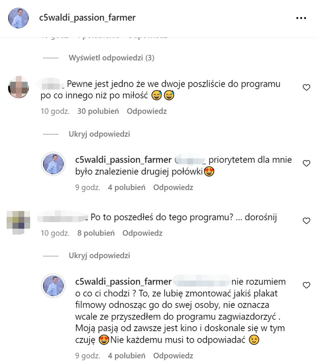 Waldemar z Rolnik szuka żony o swojej decyzji