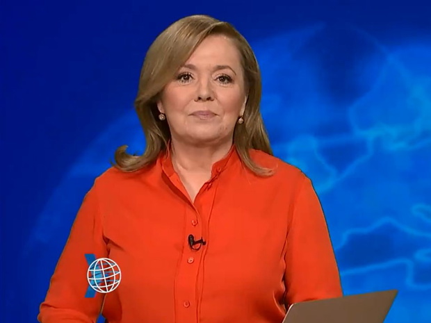 Danuta Holecka prowadzącą wiadomości w TV Republika