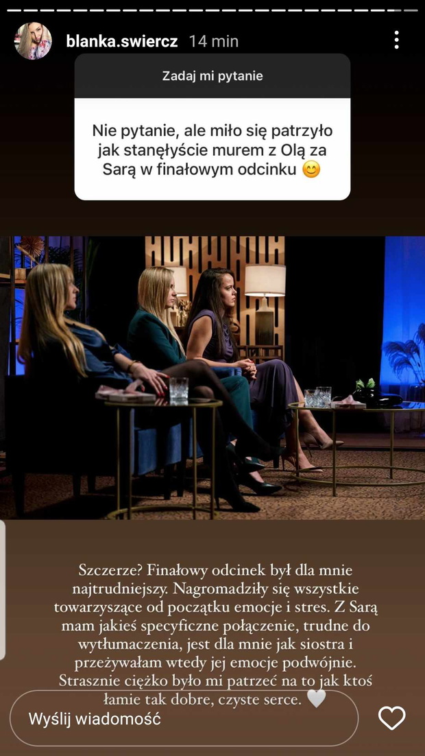 Blanka z Rolnik szuka żony komentuje finałowy odcinek programu