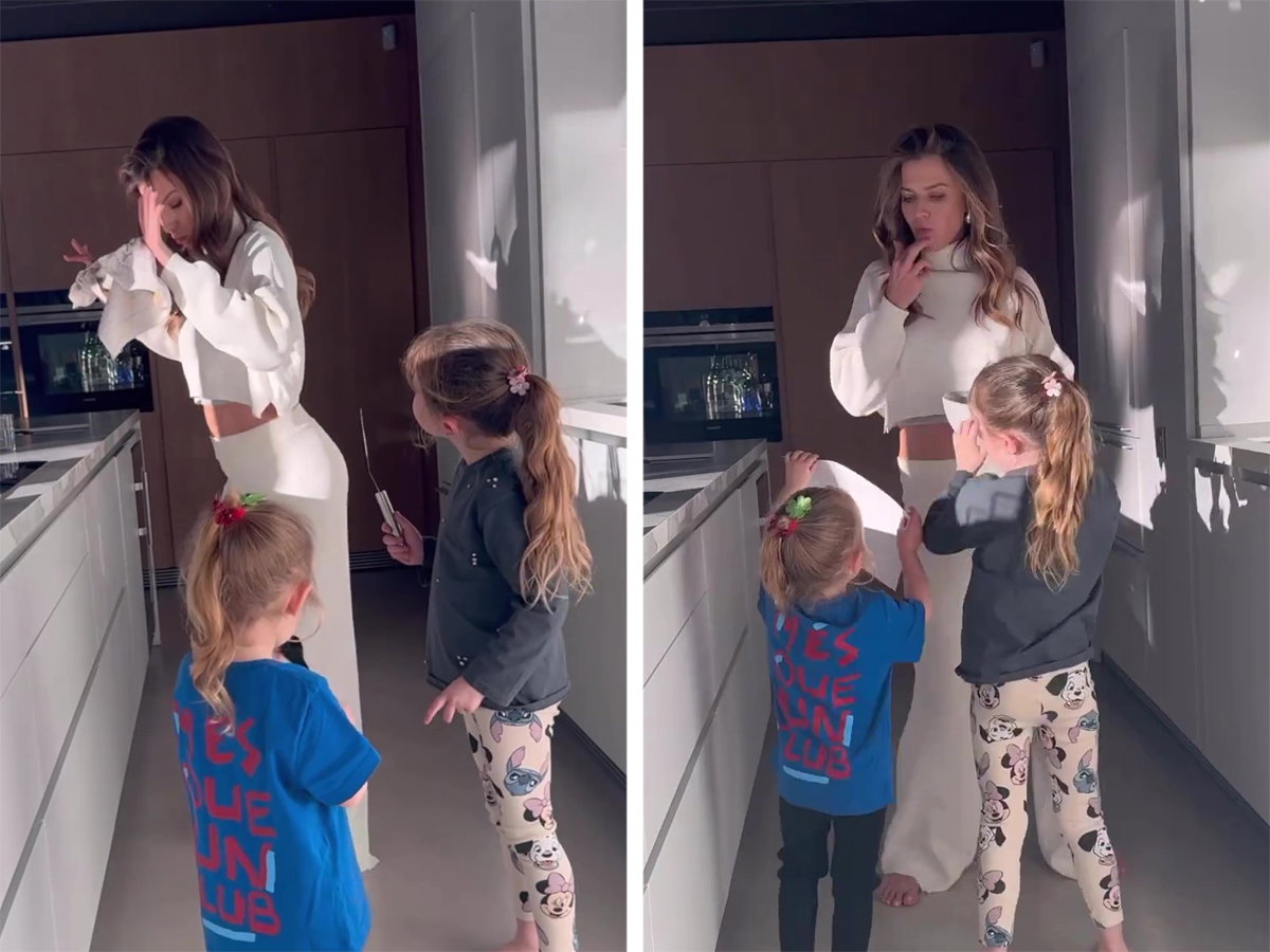 Anna LewaAnna Lewandowska tańczy w kuchni z córkamindwoska