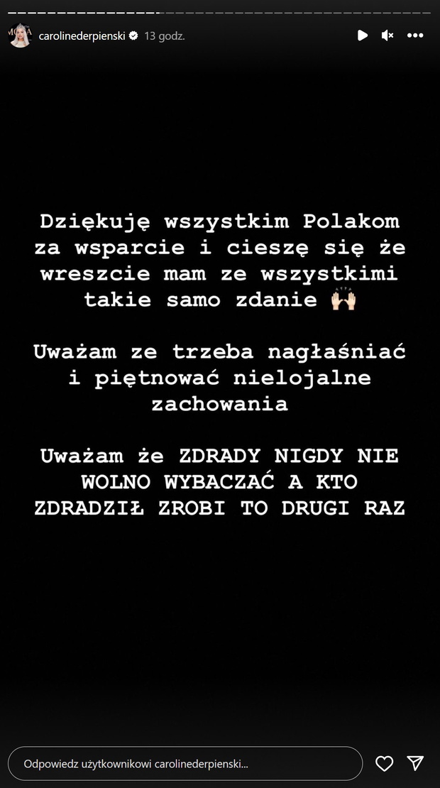 Caroline Derpienski o wiadomościach do Patryka z programu OdNowa 4