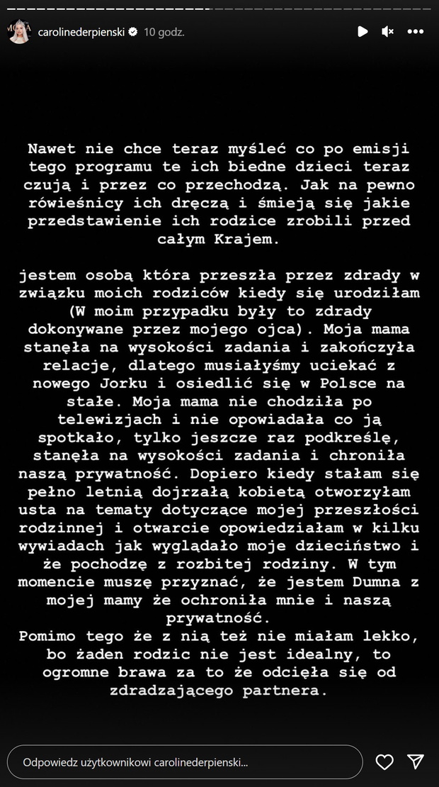 Caroline Derpienski o wiadomościach do Patryka z programu OdNowa 5