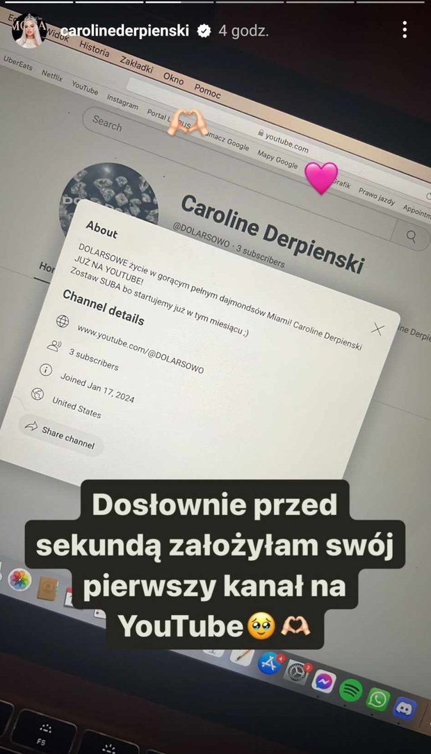 Caroline Derpienski założyła kanał na Youtube