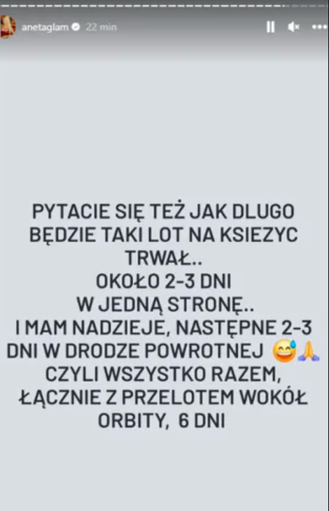 Aneta Glam chce lecieć w podróż dookoła Księżyca