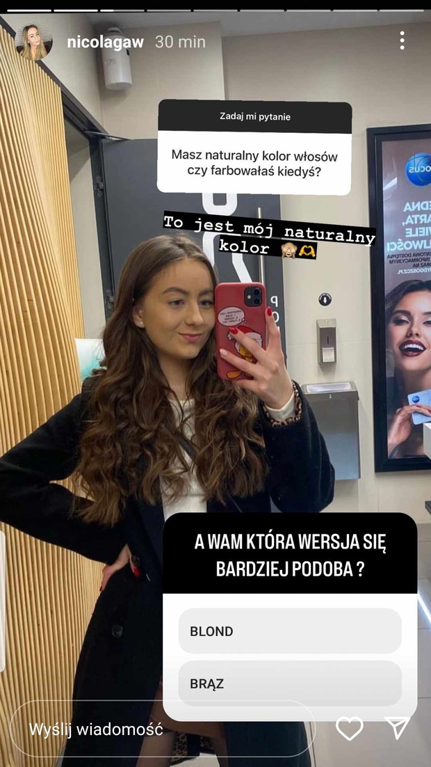 Nicola z Rolnik szuka żony pokazała się w ciemnych włosach