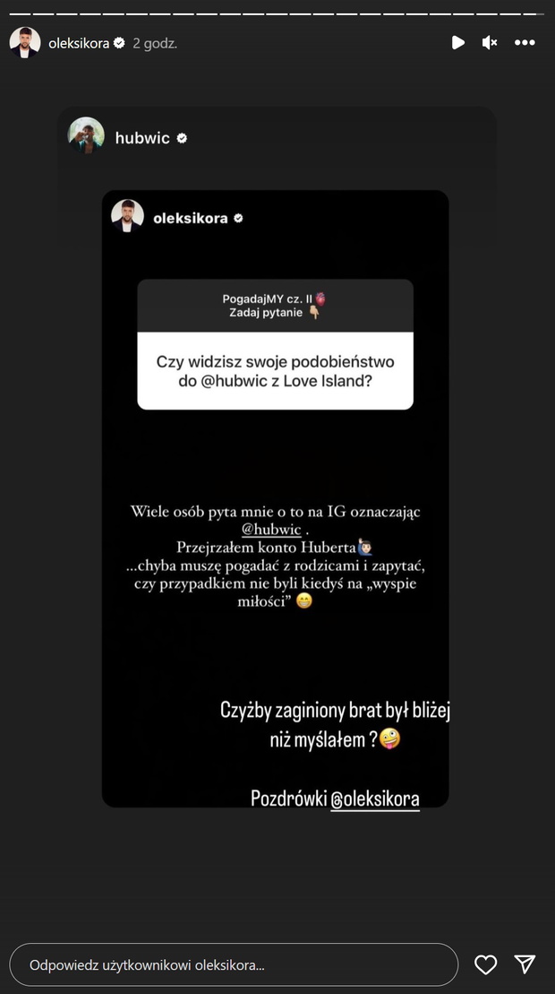 Olek Sikora o podobieństwie do Huberta z Love Island