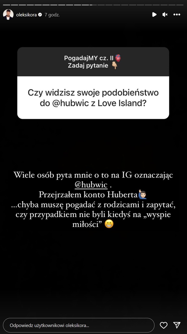 Olek Sikora o podobieństwie do Huberta z Love Island